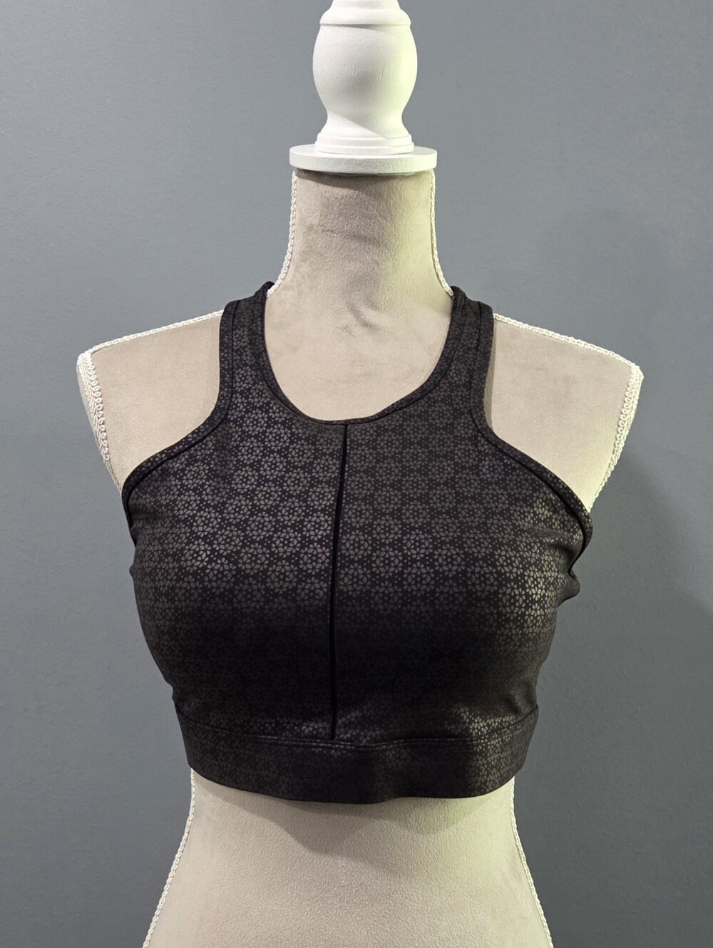 ZYIA Charcoal Black Flower Power High-Neck Sports Bra
